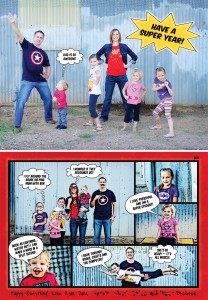 Super Cute Super Hero Comic Strip New Years Card