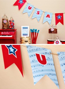 Free Printable USA Banner Patriotic July 4th