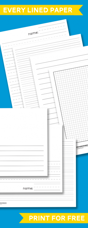 Free Printable School Lined Paper including Spaulding & Primary Lined Handwriting Paper #printables #spaulding #kindergarten #preschool #homeschool