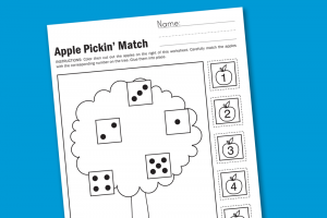 Apple Pickin' Preschool & Kindergarten Math Worksheet #preschool #printables #worksheet #math
