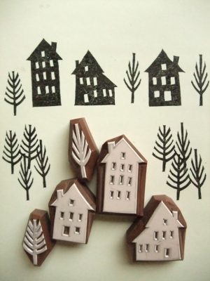 Winter Street Hand Carved Stamp Set on Etsy #gift #stockingstuffers #etsy