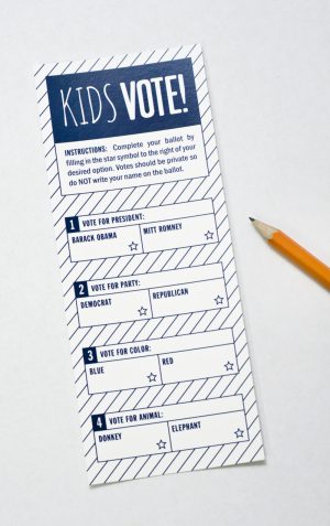 Kids Voting Ballot for Presidential Election 2012 PagingSupermom.com #election #vote #kidsvote #ballot