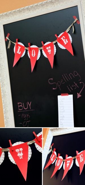 Love Mini Banner :: free printable from PagingSupermom.com #valentine #printable #banner