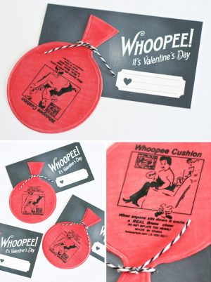 Free Printable Whoopee Cushion Valentine -- hilarious! From PagingSupermom.com #valentines #sillyvalentines #boyvalentines