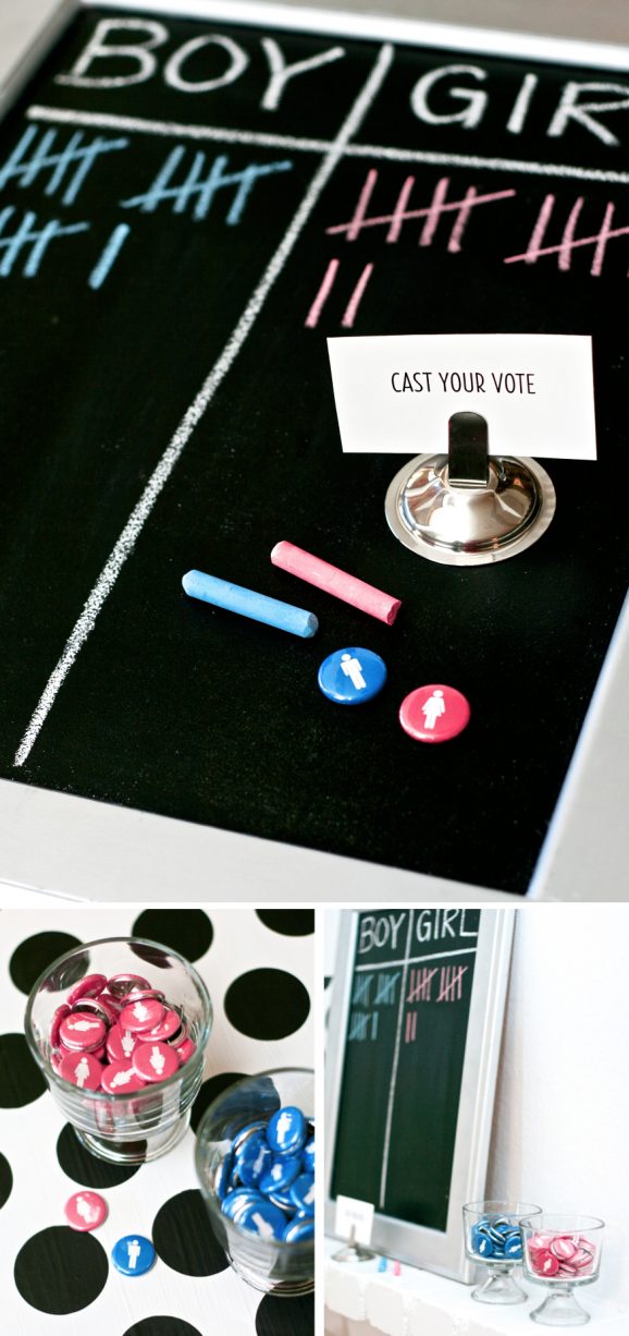 Voting Station for Baby Gender Reveal Party from PagingSupermom.com #genderreveal #babyshower #ultrasound
