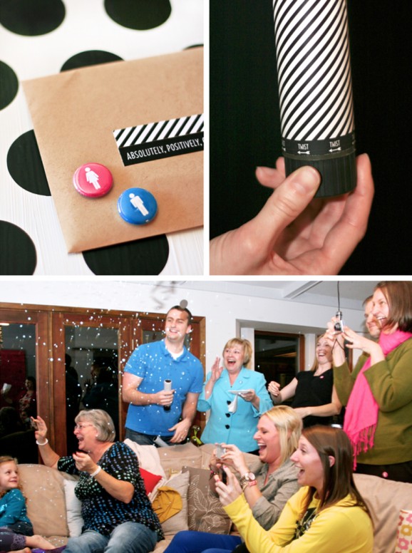 Confetti for the Big Gender Reveal with DIY Confetti Cannon tutorial at PagingSupermom.com #genderreveal #confetti