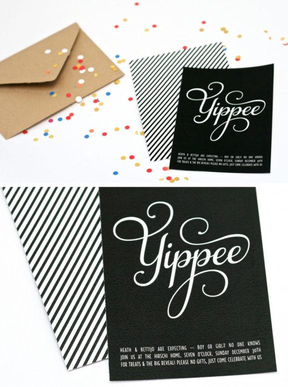 Yippee Gender Reveal Party Invitation from PagingSupermom.com #genderreveal #baby #babyshower