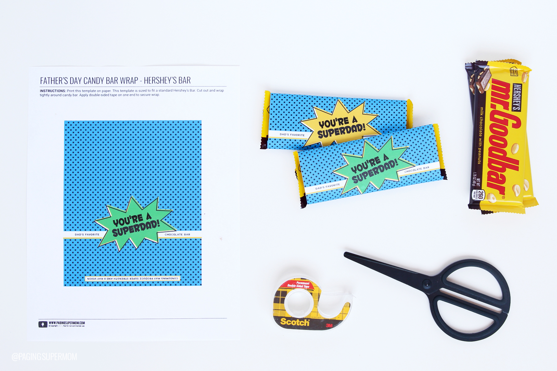 Father s Day Candy Bar Wrap Free Printable Super Dad Design