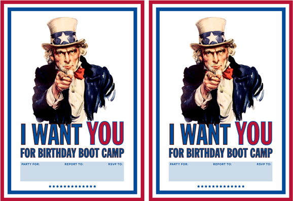 "I Want You!" Boot Camp Printable Invitation - Paging Supermom