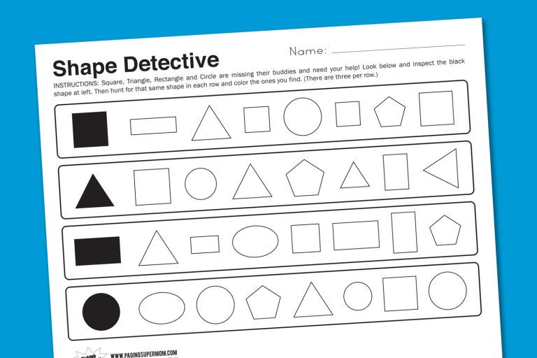 Worksheet Wednesday: Shape Detective - Paging Supermom