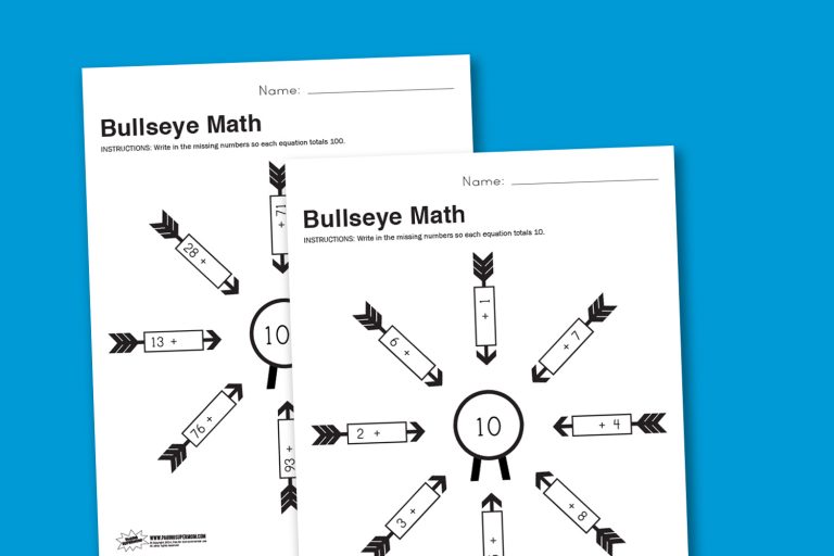 Worksheet Wednesday: Bullseye Math - Paging Supermom