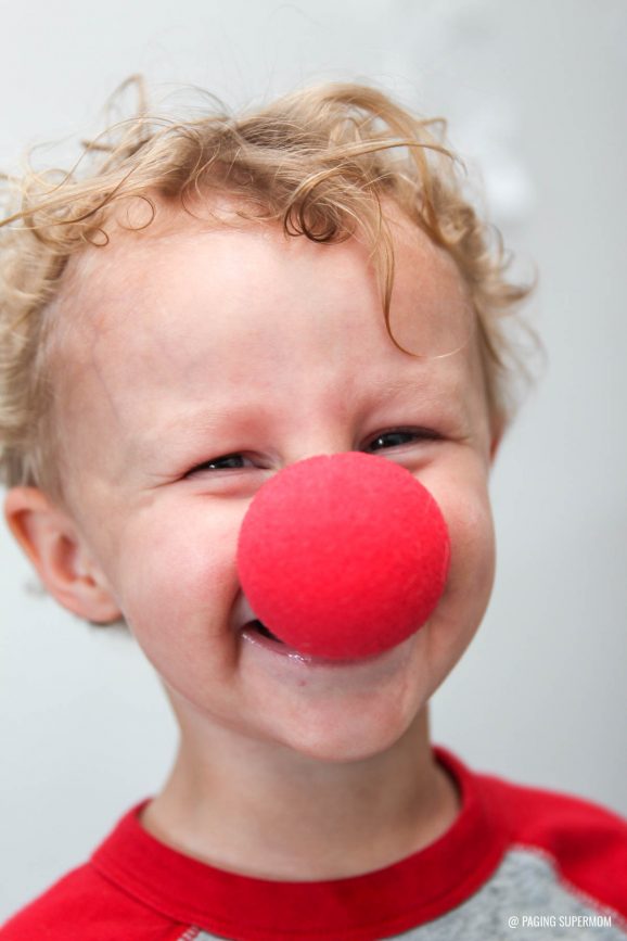 Funny Kids Valentines - Red Clown Noses with Free Printable Template
